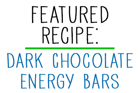 a graphic that says Dark chocolate energy bars