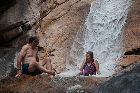 Joe and Sue enjoy a shower