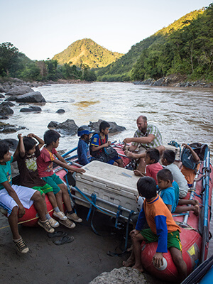 Steve hold court with the village kids