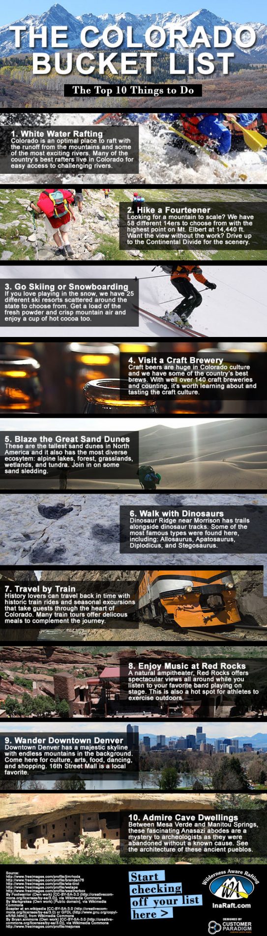 Colorado Bucket List Infographic - Wilderness Aware Rafting