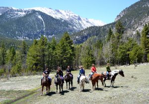Six women sitting on horses in Colorado