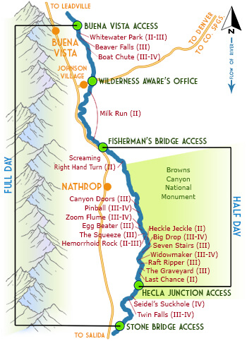 Browns Canyon Rapids map