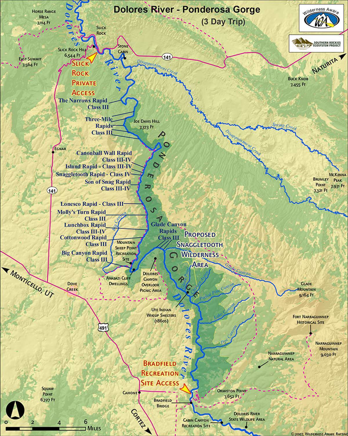 Dolores River Ponderosa Gorge map