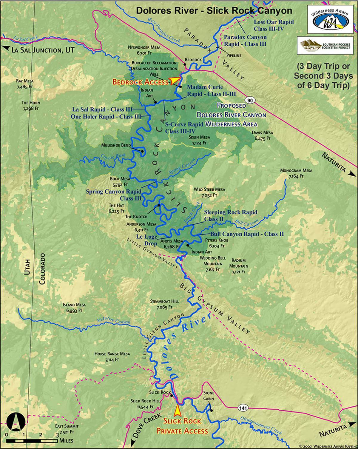 Dolores River Slick Rock Canyon map