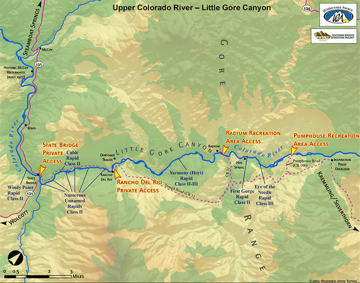 Upper Colorado River Little Gore Canyon map