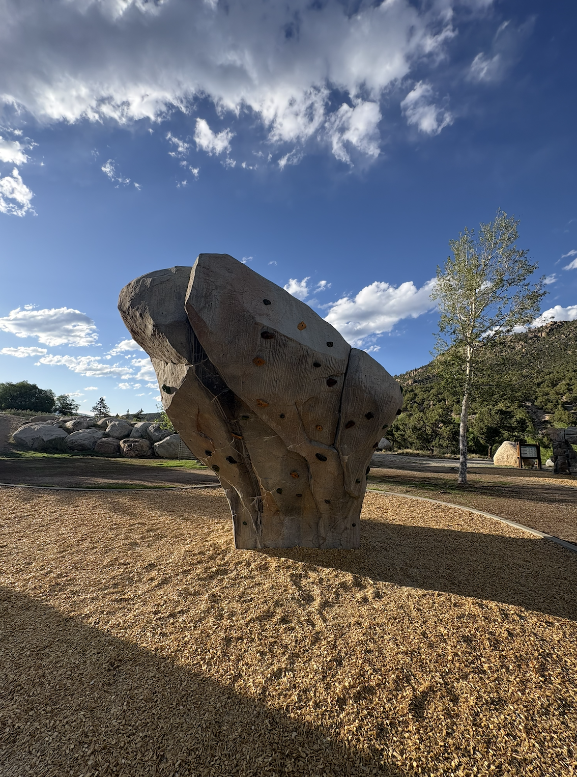 A bouldering feature in downtown buena vista