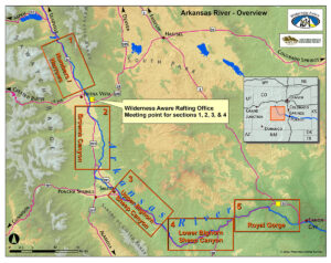 Arkansas River Maps Colorado Wilderness Aware Rafting WACO Map Arkansas River Overview 300x238