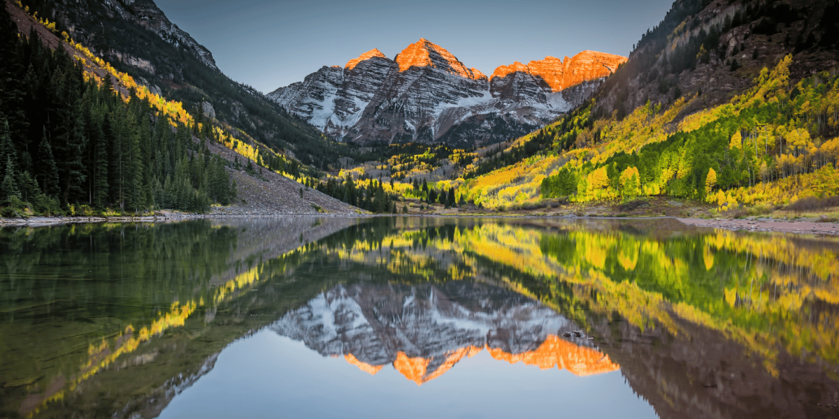 Maroon bells during a sunrise.