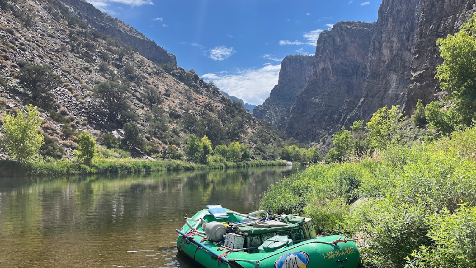 a raft in the gunnison river in colorado