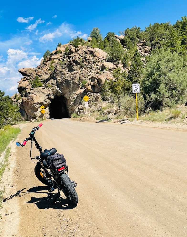 E bike on dirt trail in Colordo mountains