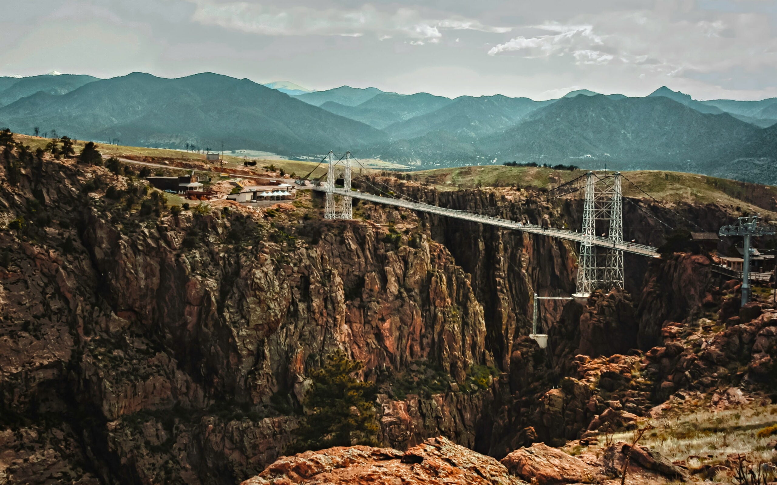 Royal gorge canyon bridge above the Arkansas River in Colorado.