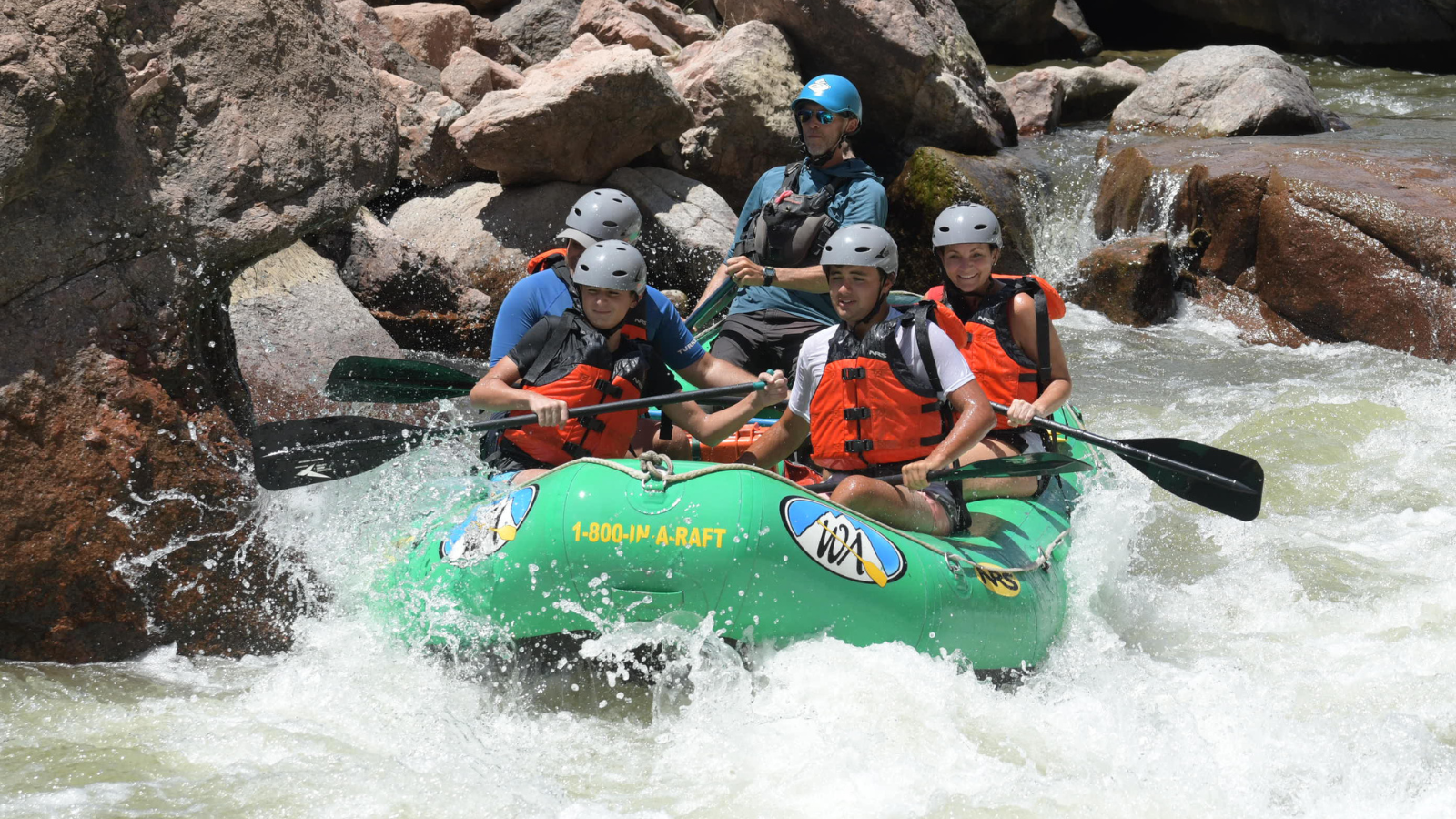 people on a guided rafting trip down the royal gorge