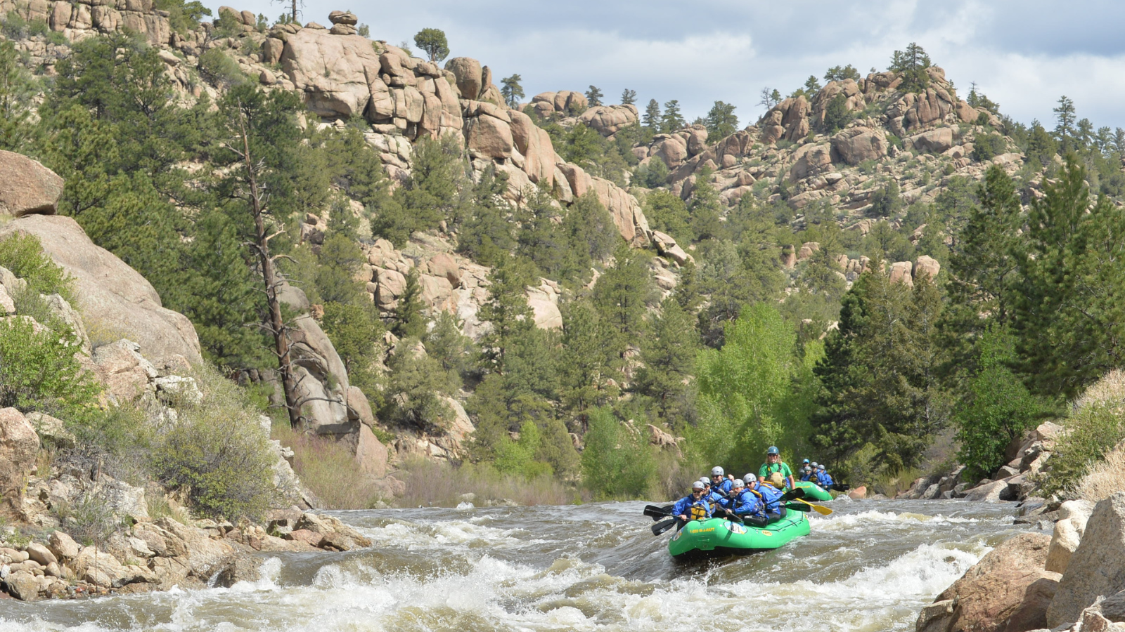 rafters moving down one of the best rivers in colorado for rafting, the arkansas