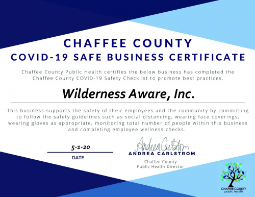 Official Chaffee County Safety Business Certificate